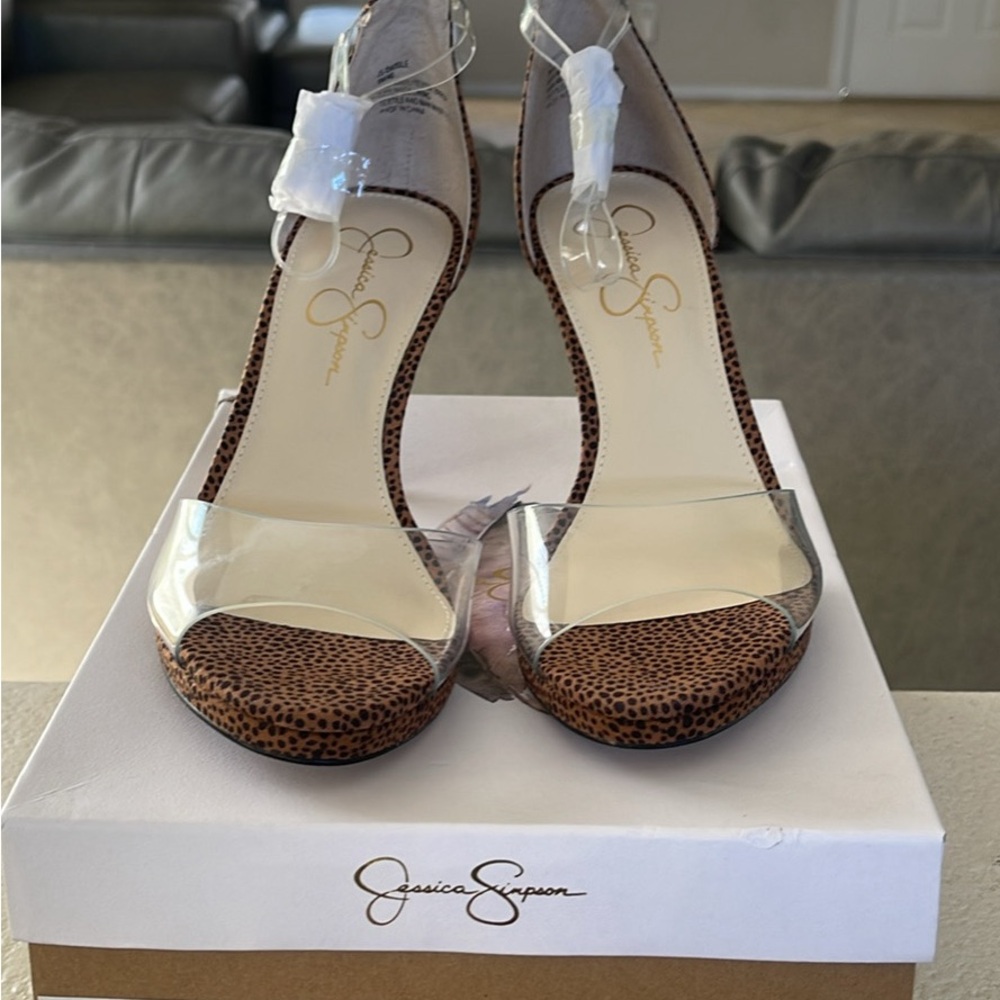 Jessica Simpson Brown Heels with clear Toe